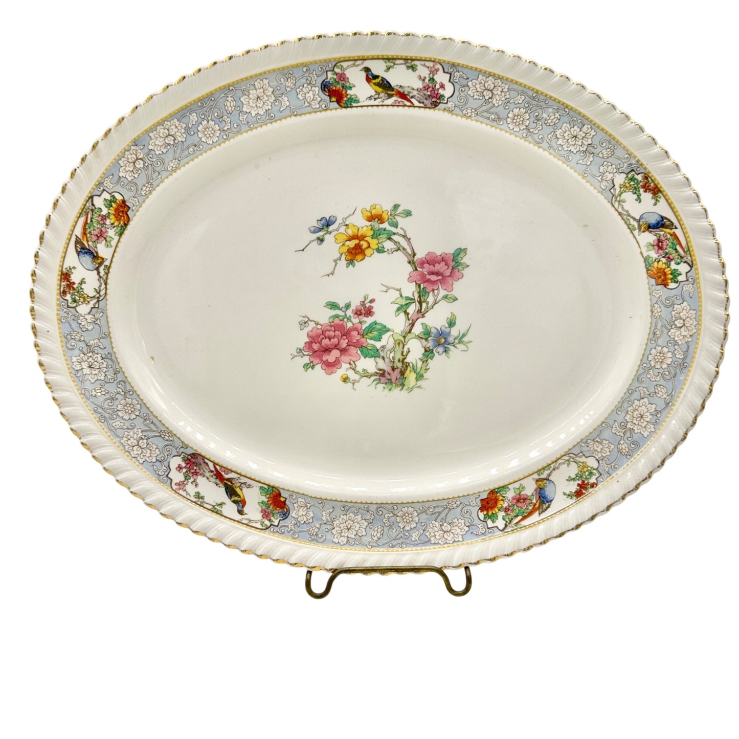 Johnson Bros Old English The Vigo Floral Birds Oval Platter England Porcelain