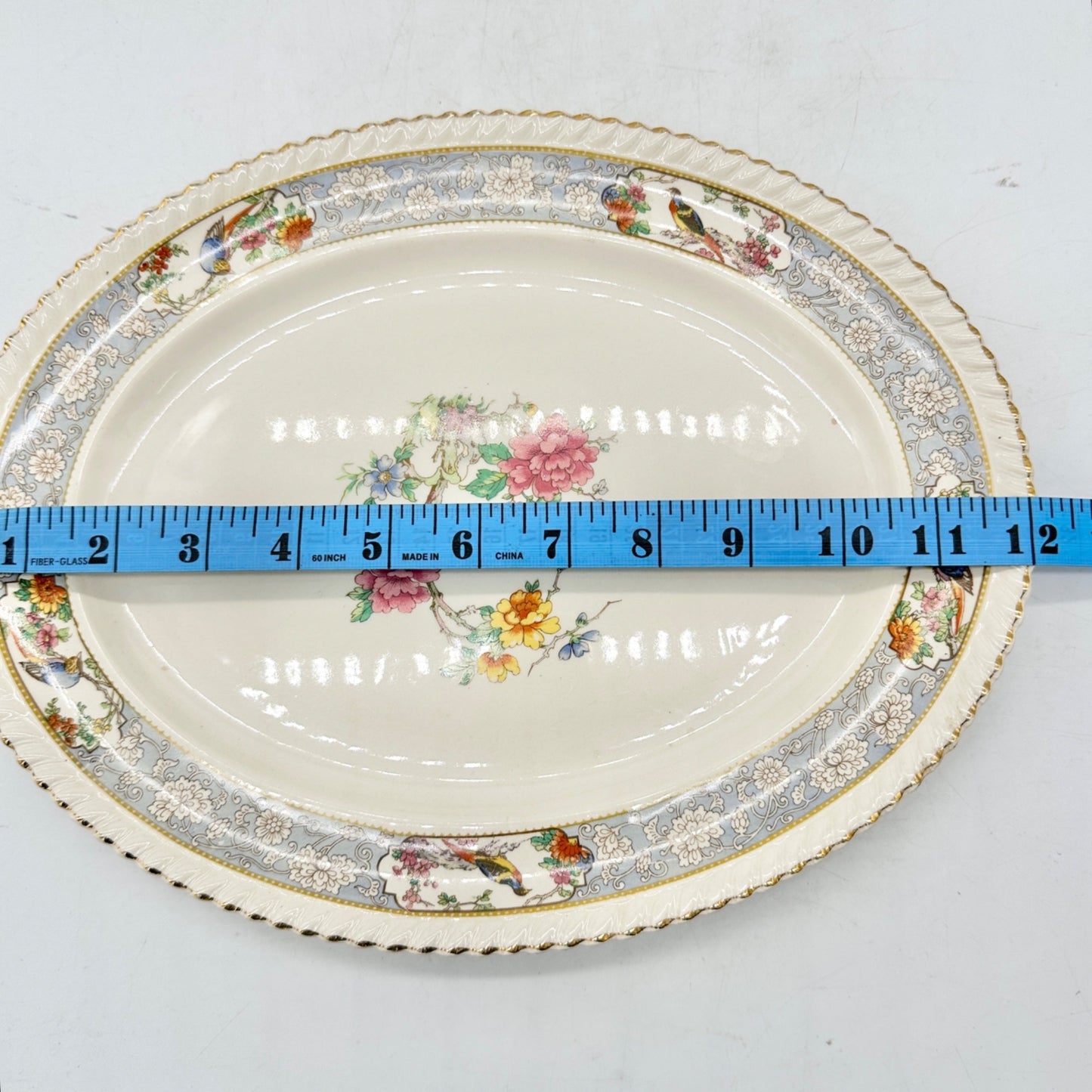 Johnson Bros Old English The Vigo Floral Birds Oval Platter England Porcelain