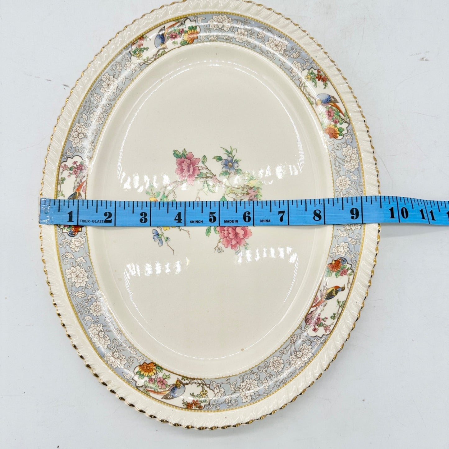 Johnson Bros Old English The Vigo Floral Birds Oval Platter England Porcelain