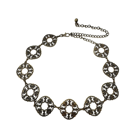 Vintage Inspired Gold Toned Filigree Belt Lobster Clasp Chain Links 31.5-49 Inch