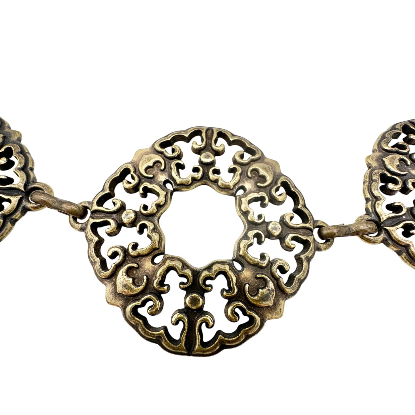 Vintage Inspired Gold Toned Filigree Belt Lobster Clasp Chain Links 31.5-49 Inch