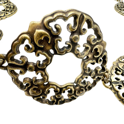 Vintage Inspired Gold Toned Filigree Belt Lobster Clasp Chain Links 31.5-49 Inch