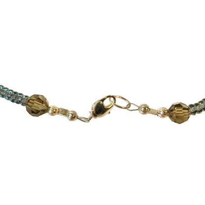Handcrafted Beaded Necklace Blue Stone Pendant with Beads Gorgeous Jewelry NEW