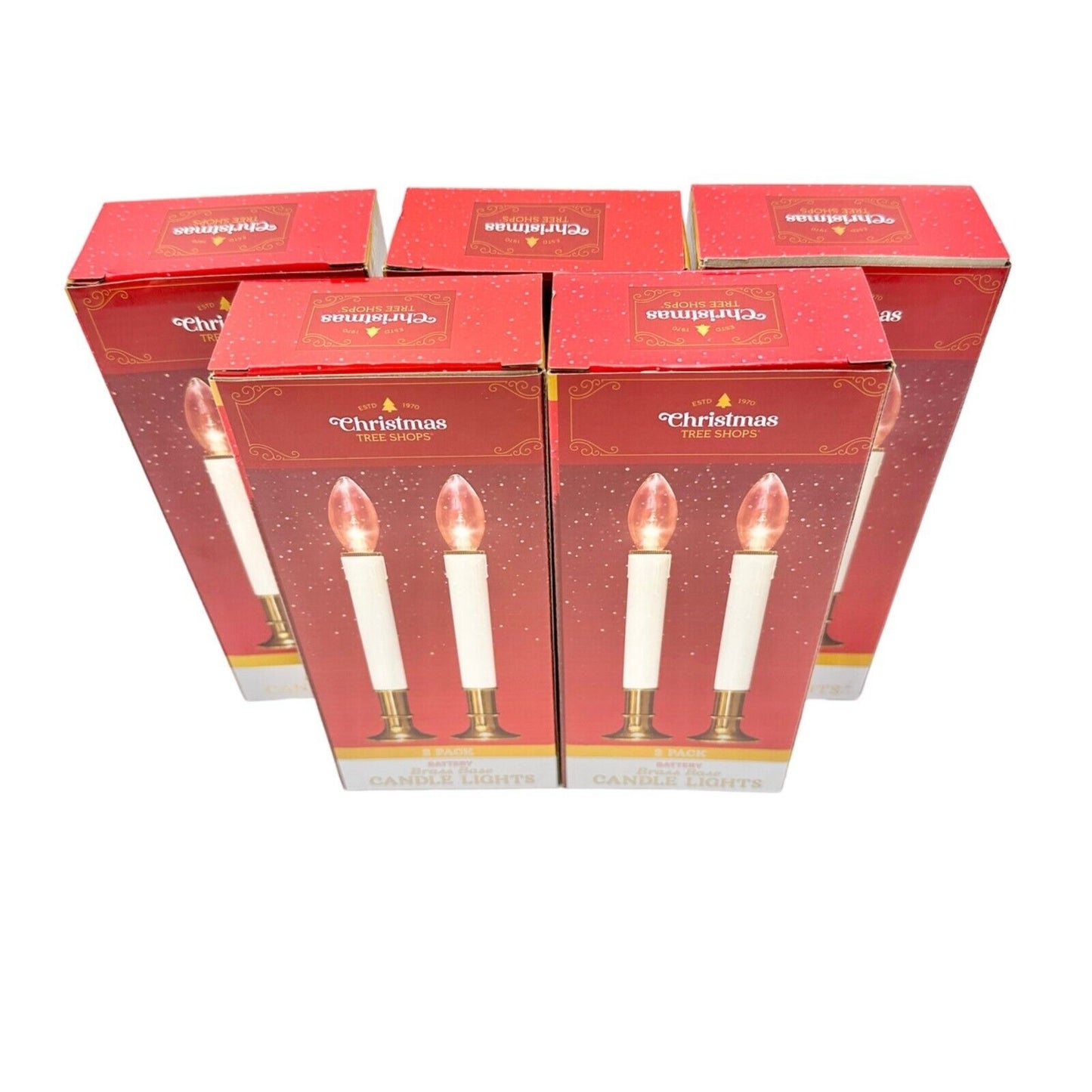 Christmas Tree Shops Set of 10 Candle Lights 9 in White Brass Base Battery NIB