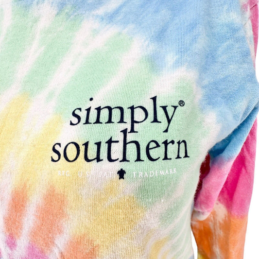 Simply Southern TShirt Women's Small Pastel Tye Die Crew Neck LS Pineapple