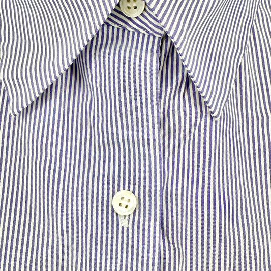 Doncaster Fitted Shirt Womens M Blue White Stripe Button Down Long Sleeve