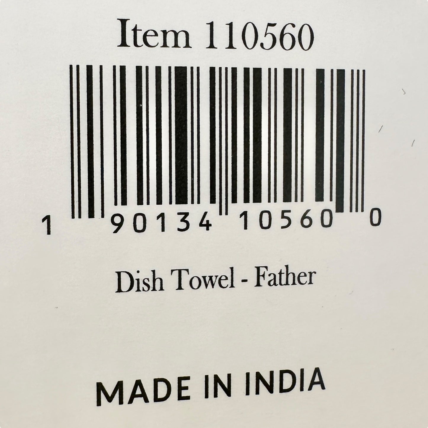Primitives by Kathy Dish Towel 29 x 29 Black White Father NWT
