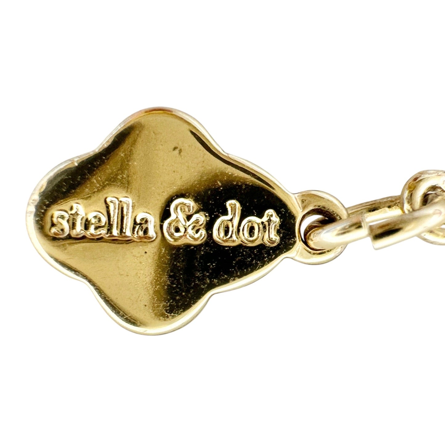 Stella & Dot Gold Necklace and Earrings Pink Druzy Stone Crystal Accents in Box