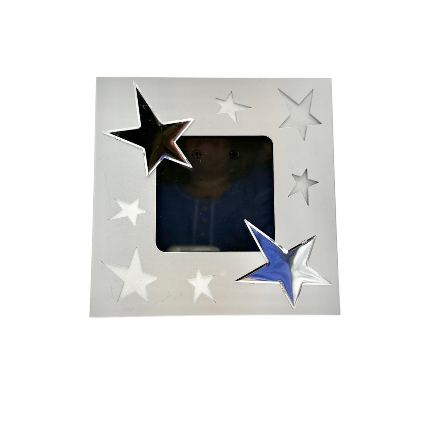 Picture Frame 6 Inch Silver Stars Holds 3x3 Picture