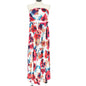 Grace Karin Strapless Maxi Dress 2XL White Red Blue Floral Poly Blend Pockets