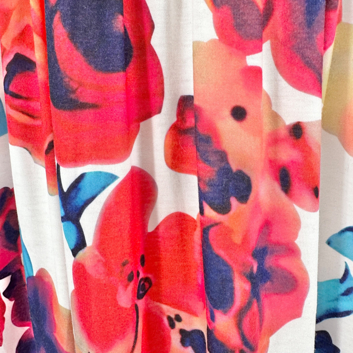 Grace Karin Strapless Maxi Dress 2XL White Red Blue Floral Poly Blend Pockets
