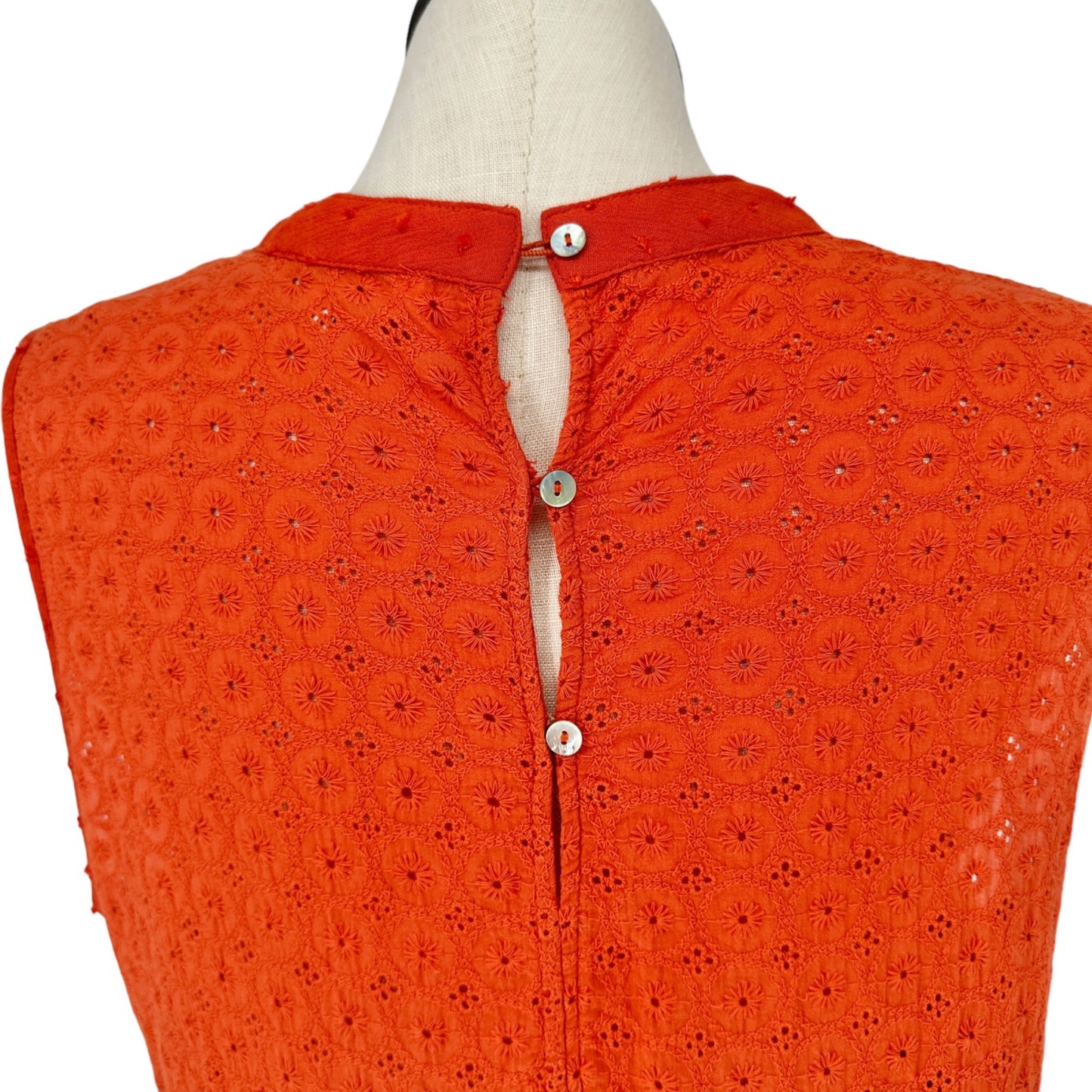 Weekend Suzanne Betro Tunic Top Womens 3X Sleeveless Orange Eyelet