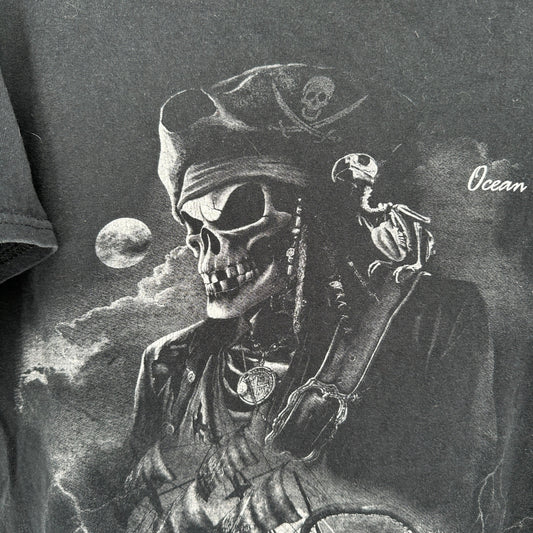 Gildan Heavy Cotton T-Shirt XL Black Pirate Skull Graphic Ocean City MD