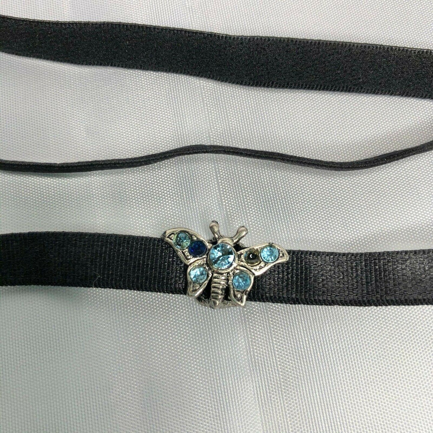 Black Headband with Butterfly Charm Adjustable Elastic NEW