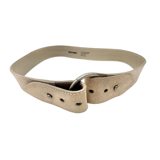 Old Navy Womens Belt Faux Suede Beige With D-Ring Closure L/XL Genuine Leather
