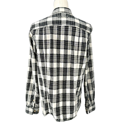 Duluth Trading Co Women's M Flannel Shirt Black White Long Sleeve Button Up