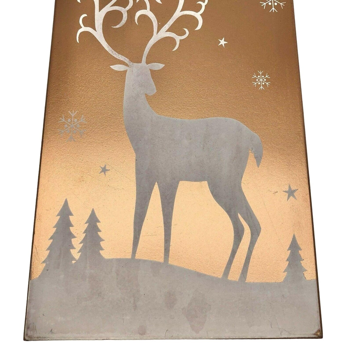 Christmas All is Calm All is Bright with Deer Box Sign Snow Rectangular Wooden