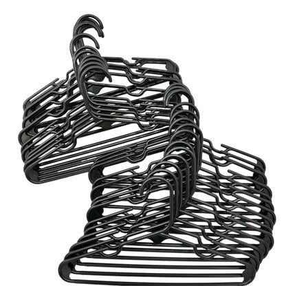 Childrens Hangers Pack Of 30 Black Plastic Lightweight Durable Strap Notches
