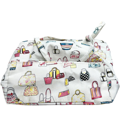 Handbag Print Canvas Tote Bag With Dual Straps and Spacious Interior 14x14x6