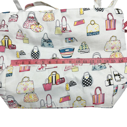 Handbag Print Canvas Tote Bag With Dual Straps and Spacious Interior 14x14x6
