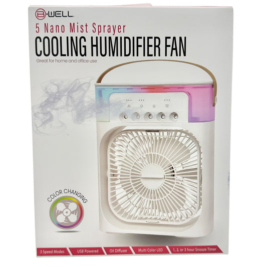 BWell 5 Nano Mist Sprayer Cooling Humidifier Fan 3 Spd USB Portable Oil Diffuser