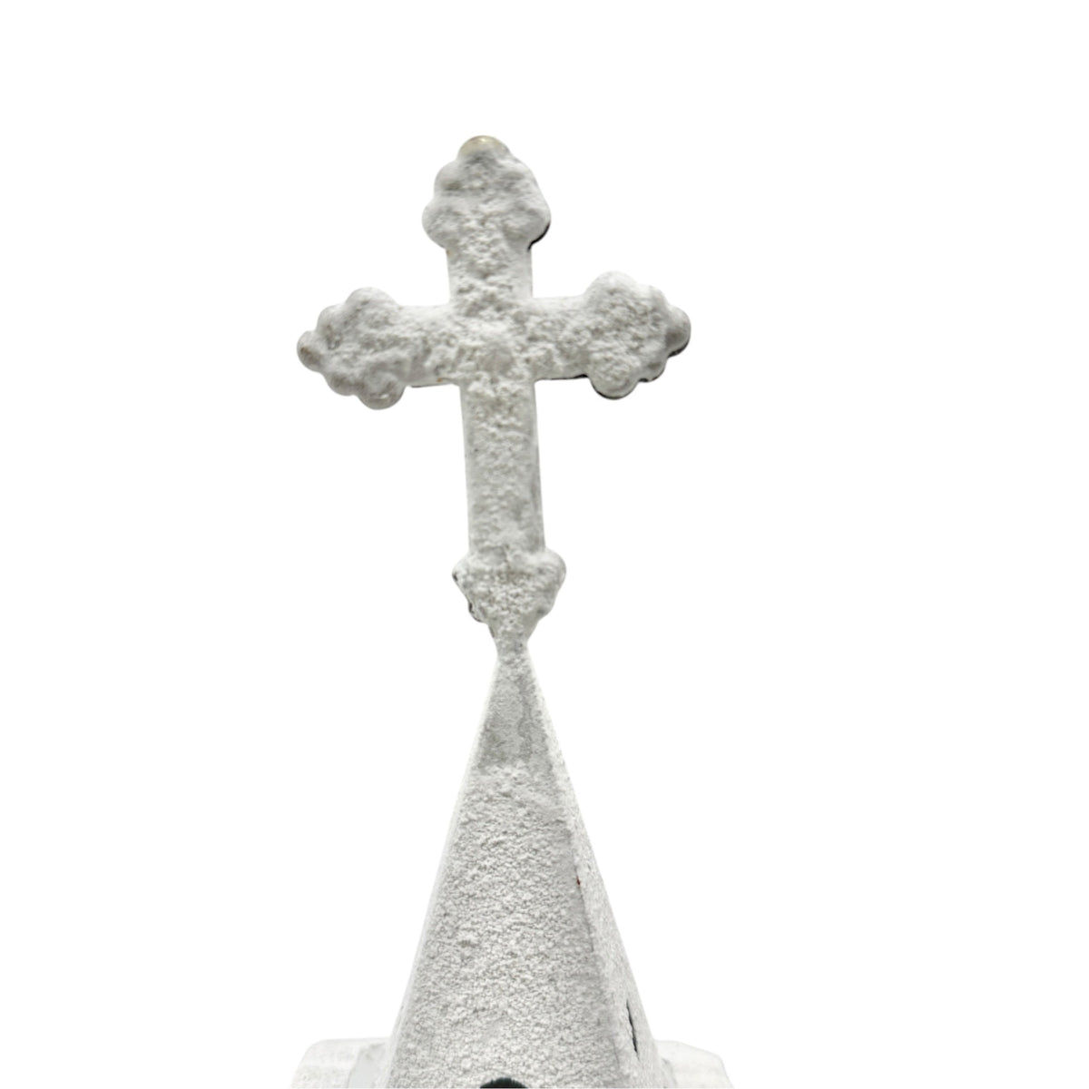 White Metal Church Steeple with Cross Window Cutouts Home Decor Or Candle Holder