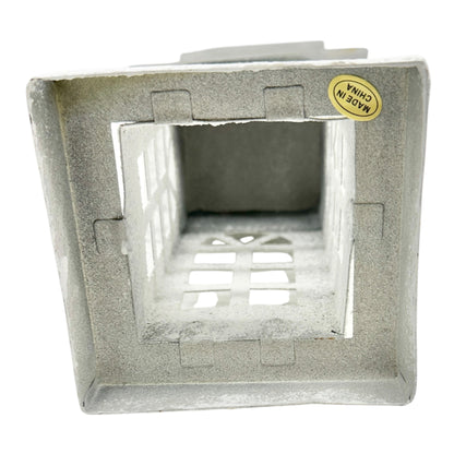 White Metal Church Steeple with Cross Window Cutouts Home Decor Or Candle Holder