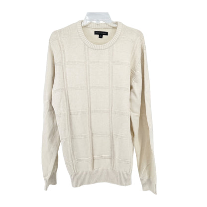 Tricots St Raphael Mens XL Beige Textured Knit Sweater Cotton Blend LS Pullover