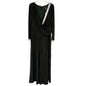 MSK Elegant Jumpsuit Womens 2X Black LS Rhinestone  Trimmed Draped Neckline