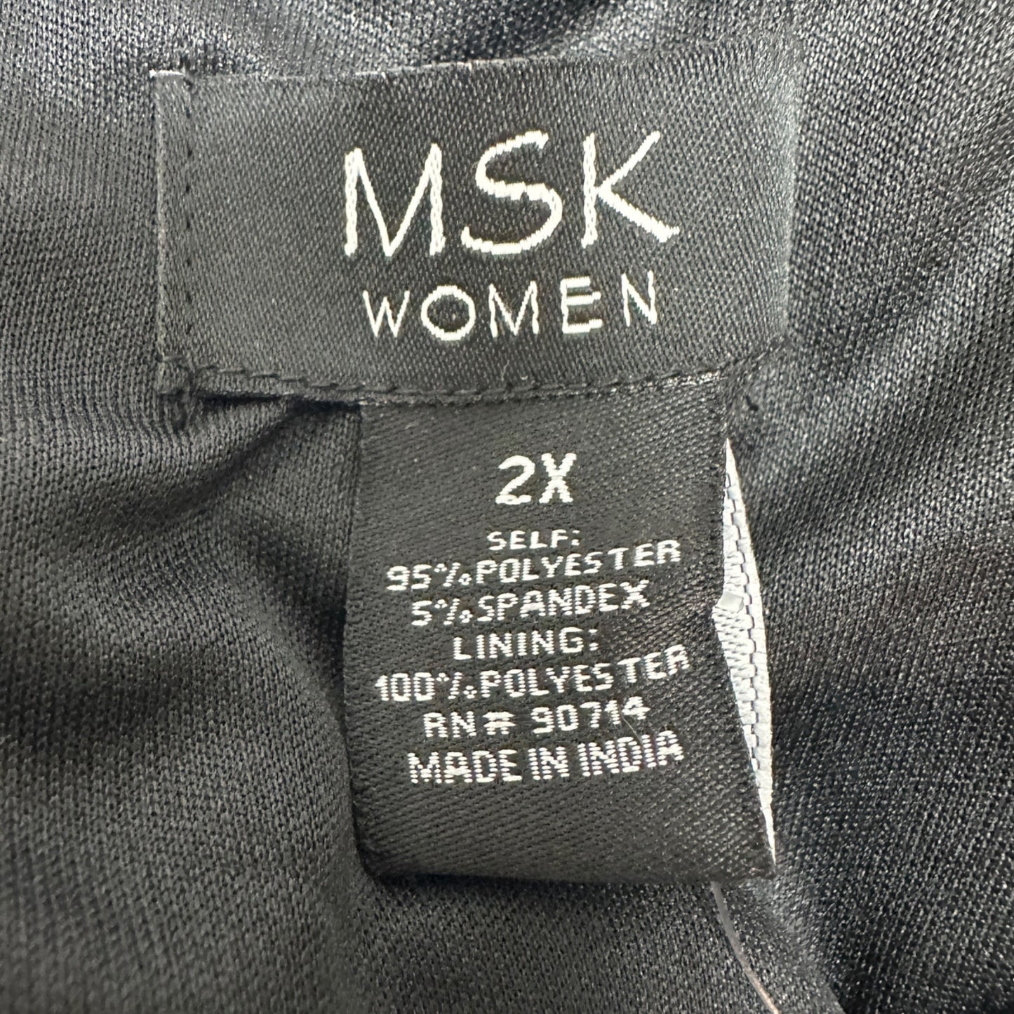 MSK Elegant Jumpsuit Womens 2X Black LS Rhinestone  Trimmed Draped Neckline