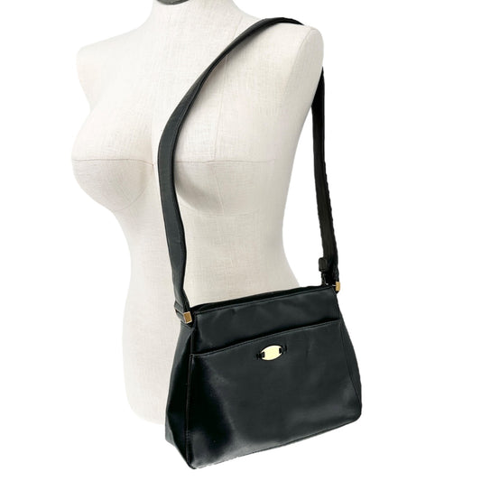 Liz Claiborne Shoulder Bag Black With Gold Accent Elegant and Functional 8x11x3