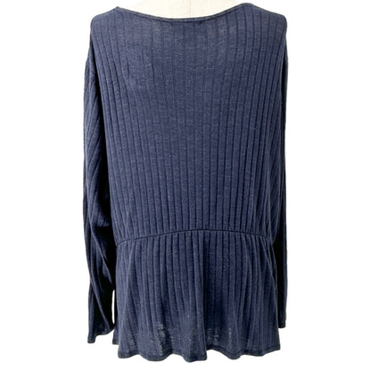 Lane Bryant Sweater Womens 26/28 Navy Gathered Waist Side Tie Crossover Vneck