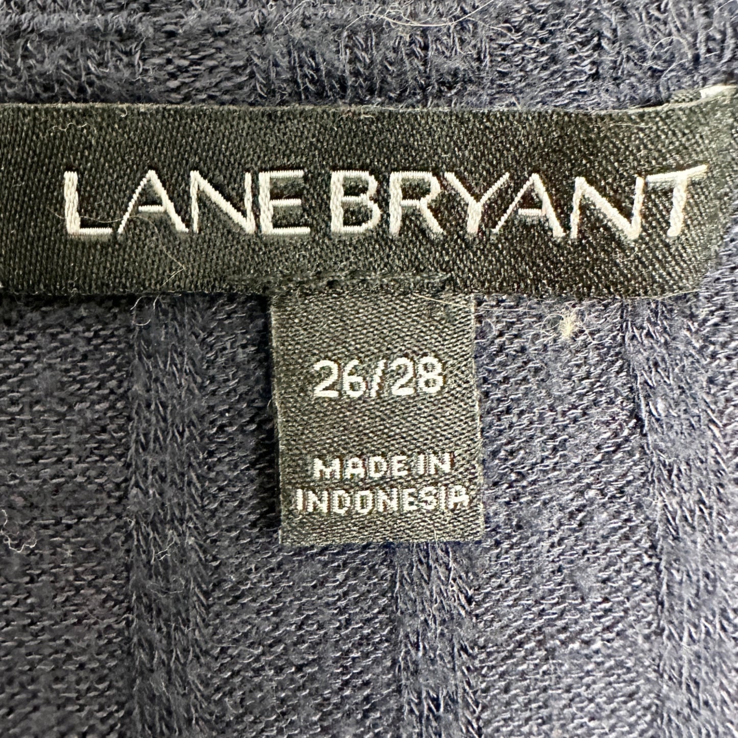 Lane Bryant Sweater Womens 26/28 Navy Gathered Waist Side Tie Crossover Vneck