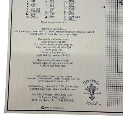 1998 Holiday Cherub Cross Stitch Pattern By Nora Corbett For Mirabilia Designs