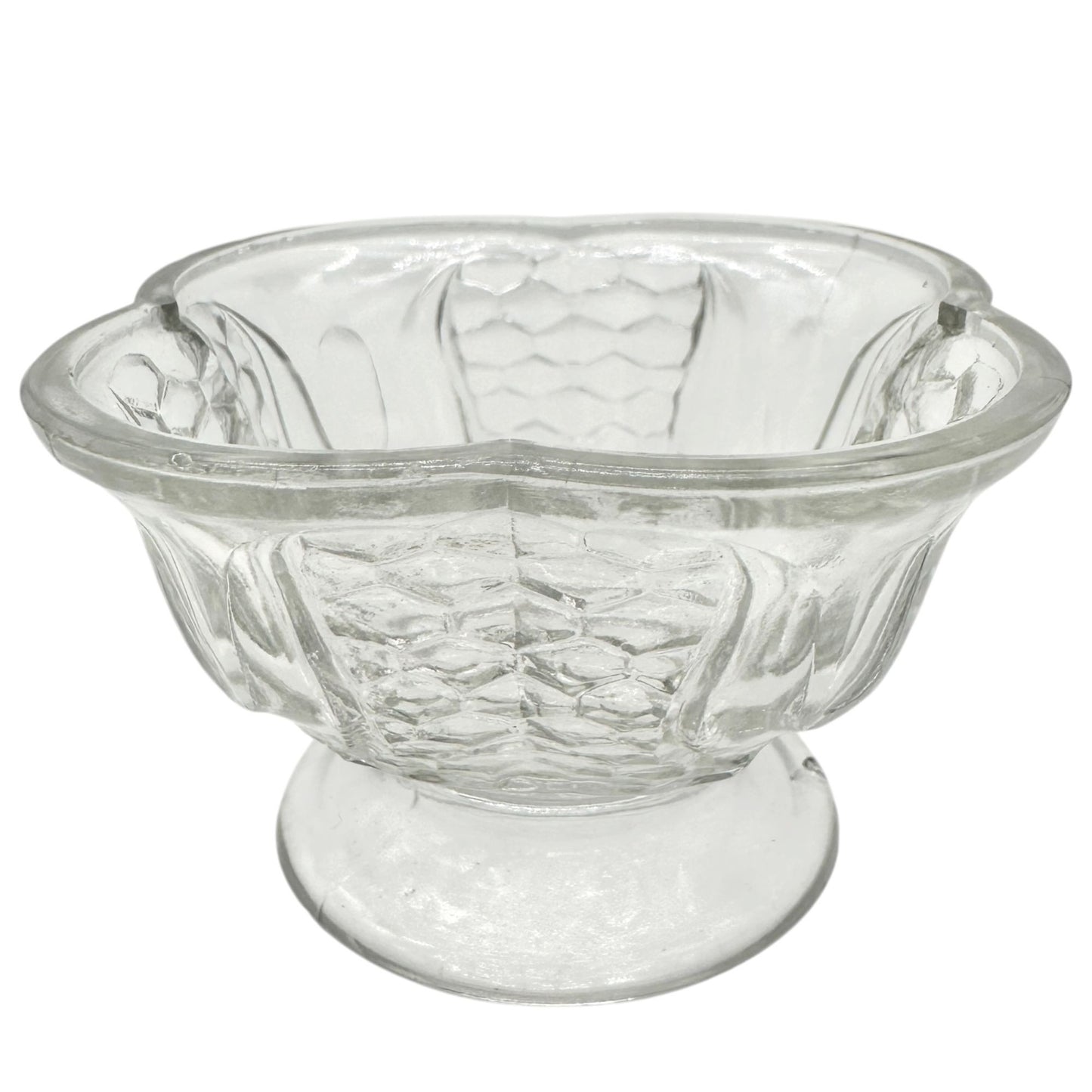 Federal Glass 1914 Wabash Childrens Vegetable 4pc Set Tulip & Honeycomb Pattern
