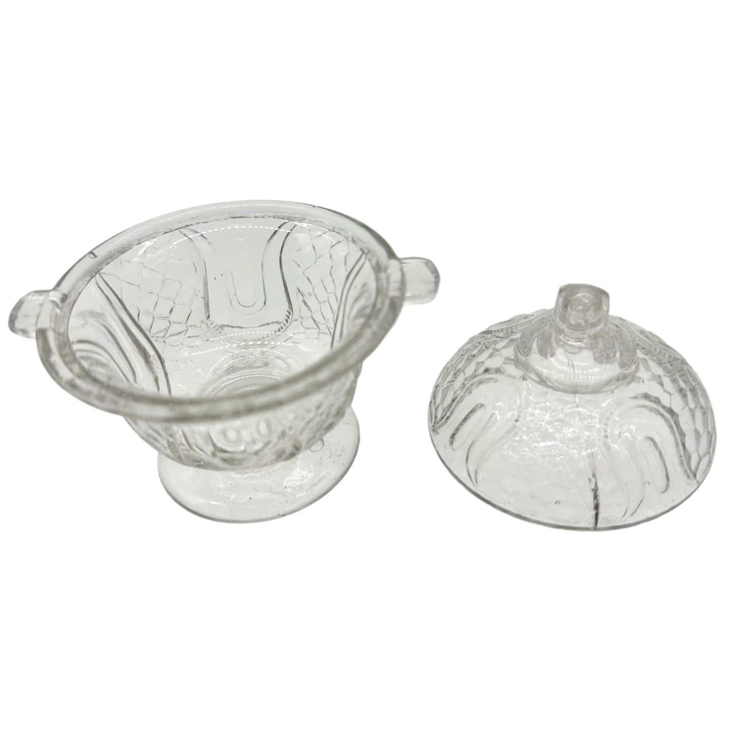 Federal Glass 1914 Wabash Childrens Vegetable 4pc Set Tulip & Honeycomb Pattern