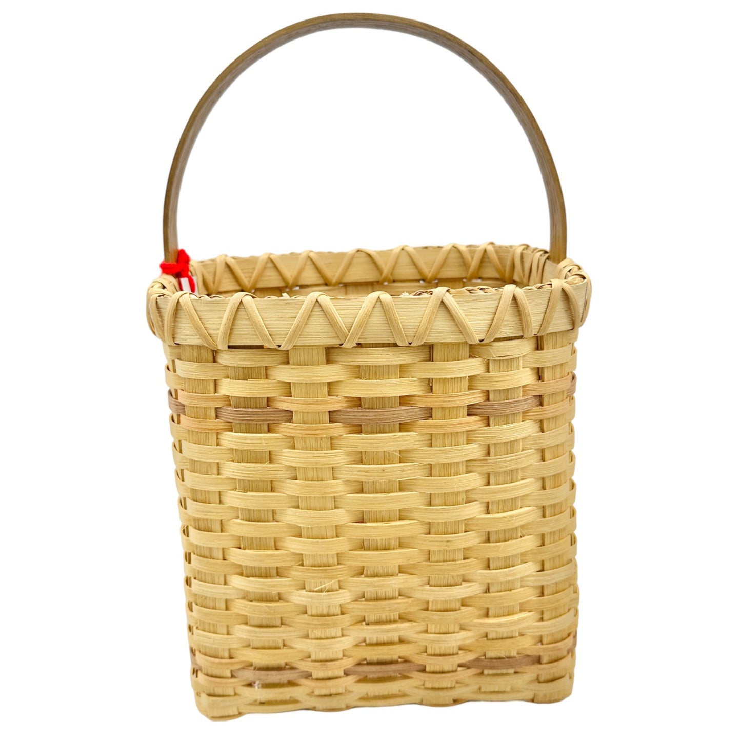 Handmade Basket Falling Leaves Square Shaped with Handle and Leaves Decoration on Front