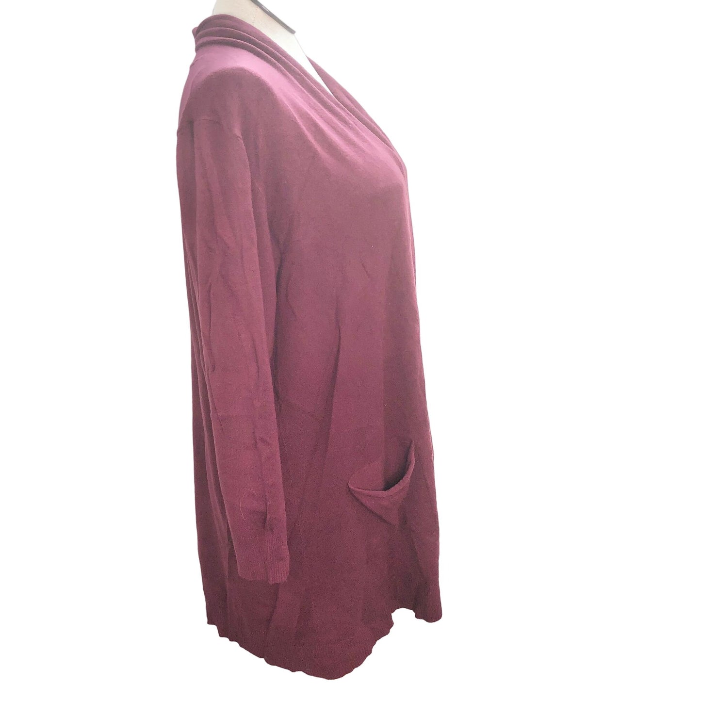 Evolution Women's 2X Burgundy Open Front Sweater Pockets Long Sleeve