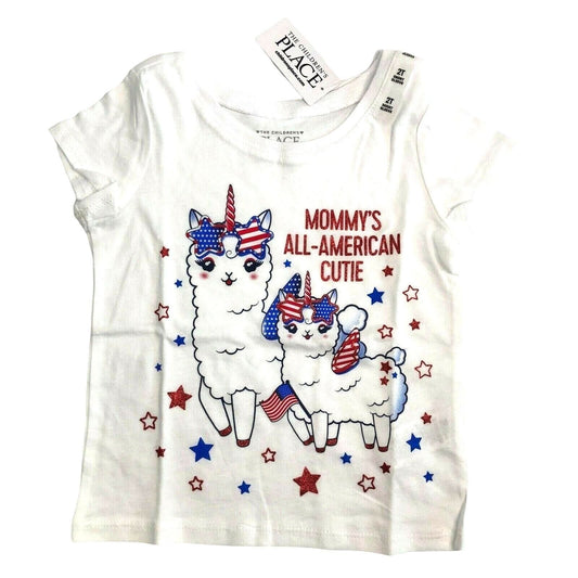 The Children's Place Mommy's All-American Cutie Tee 2T Llamacorn Patriotic NWT