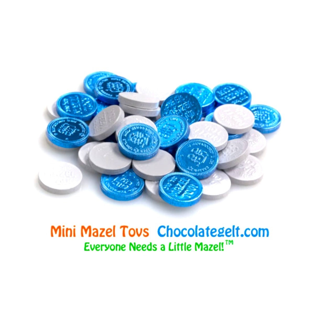 Mini Mazel Tovs Kosher OU-D Belgian Milk Chocolate Coins 9 bags Blue & White NEW