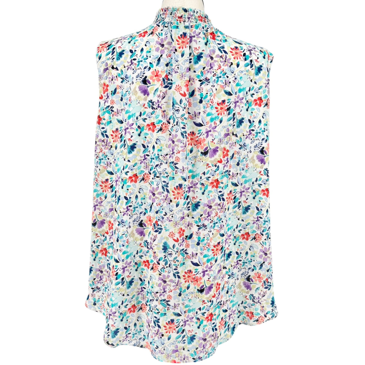 The Limited Blouse Womens 2X Multicolor Floral Sleeveless Ruffle Collar Light
