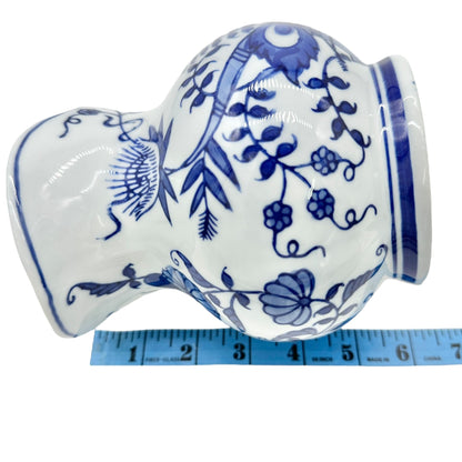 Vintage Seymour Mann China Blue Fine Porcelain Pitcher Floral Patterns Scalloped