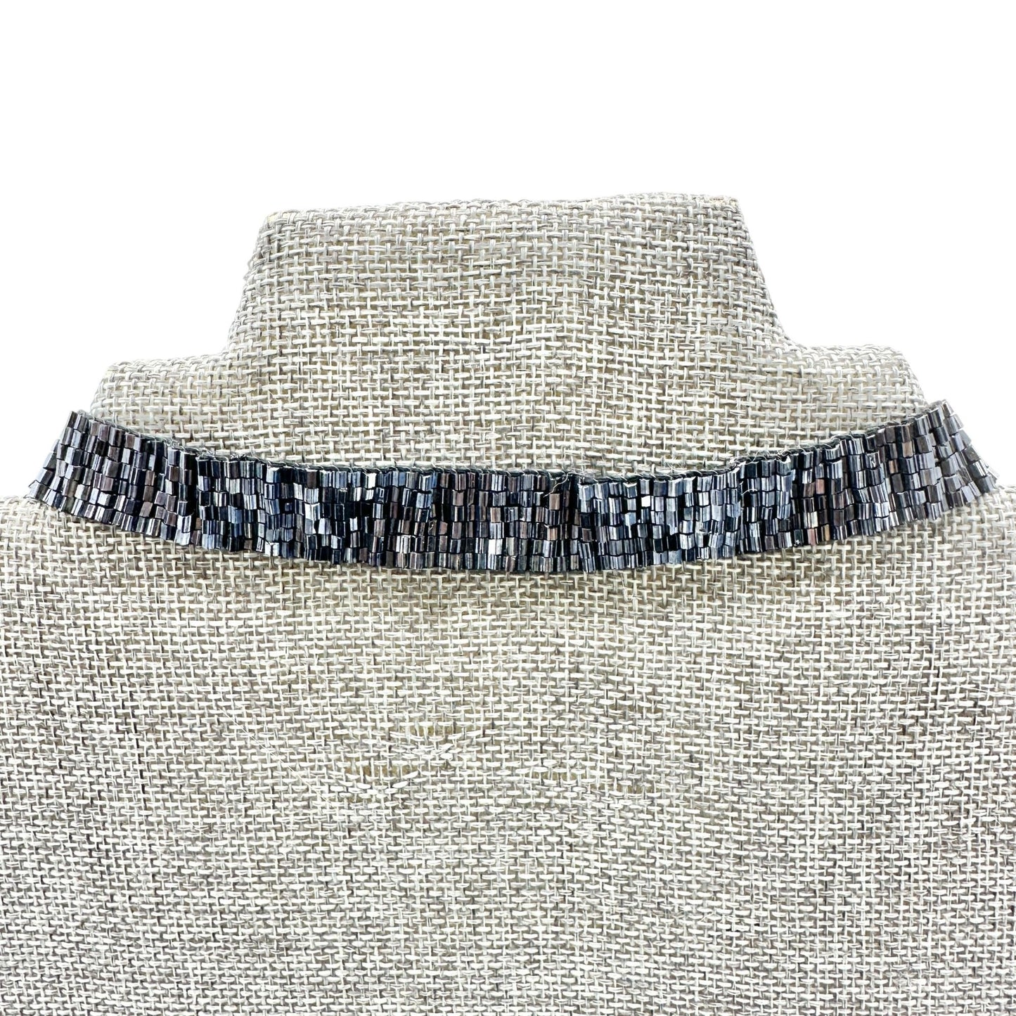 Robert Rose Black Bead Choker Necklace Adjustable To 14.5" Elegant Collar Design