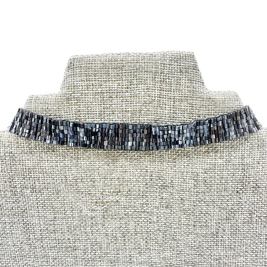 Robert Rose Black Bead Choker Necklace Adjustable To 14.5" Elegant Collar Design