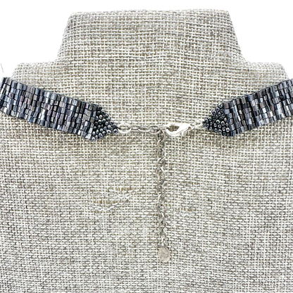 Robert Rose Black Bead Choker Necklace Adjustable To 14.5" Elegant Collar Design