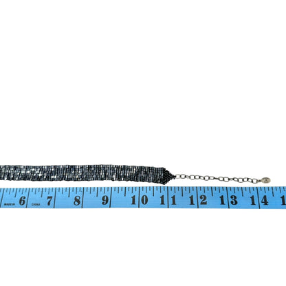 Robert Rose Black Bead Choker Necklace Adjustable To 14.5" Elegant Collar Design