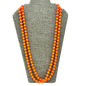 Vintage Orange Beaded Necklace with Spring Clasp Bold Statement Jewelry 29.5"