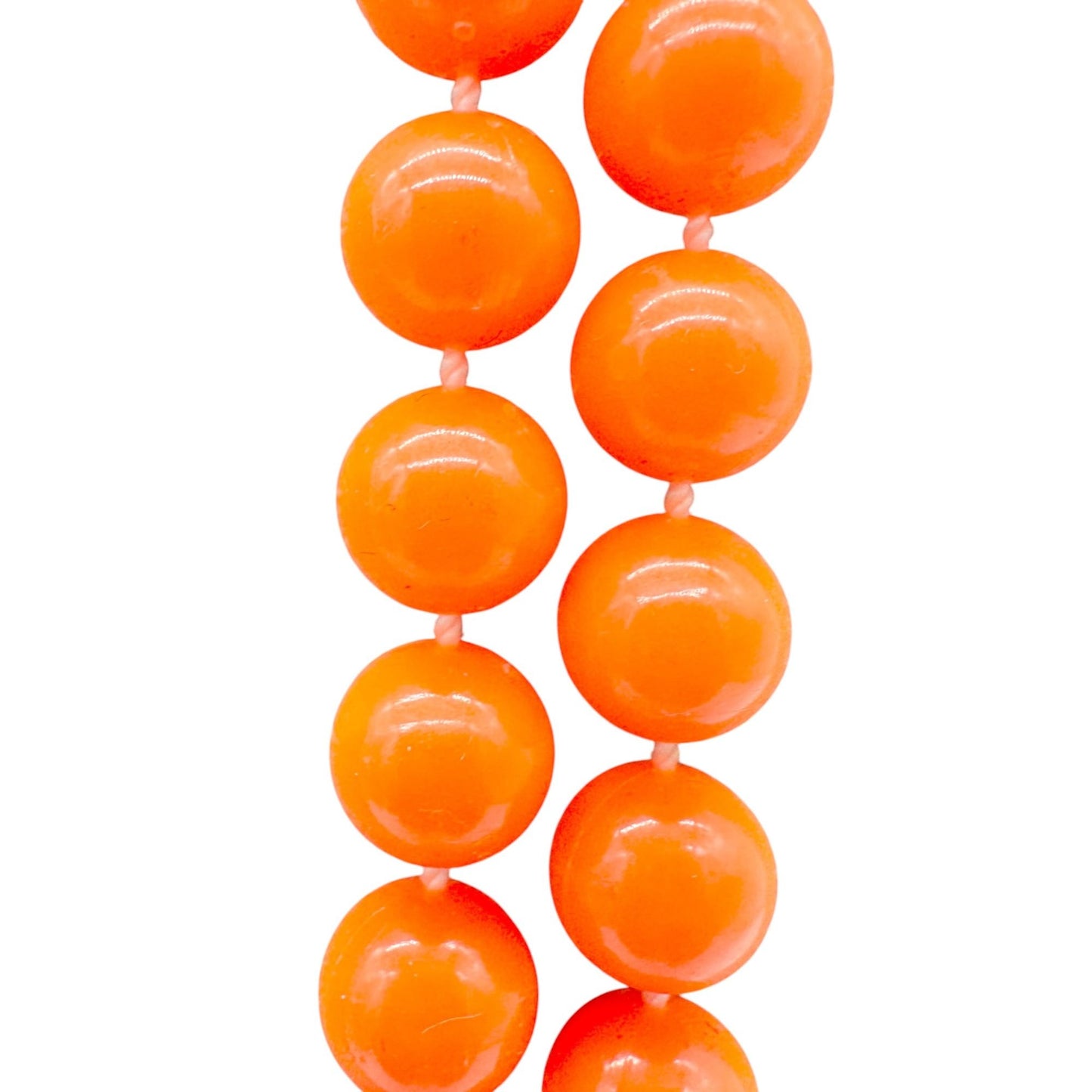 Vintage Orange Beaded Necklace with Spring Clasp Bold Statement Jewelry 29.5"