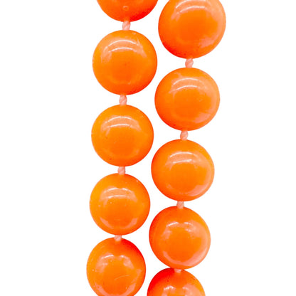 Vintage Orange Beaded Necklace with Spring Clasp Bold Statement Jewelry 29.5"