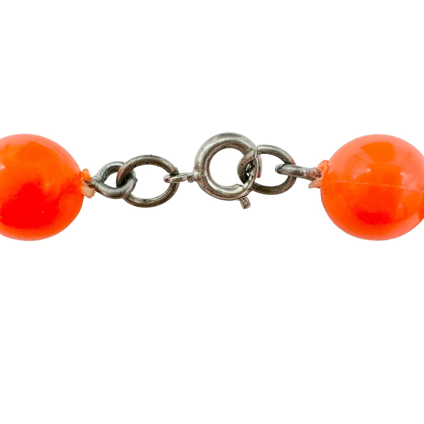 Vintage Orange Beaded Necklace with Spring Clasp Bold Statement Jewelry 29.5"